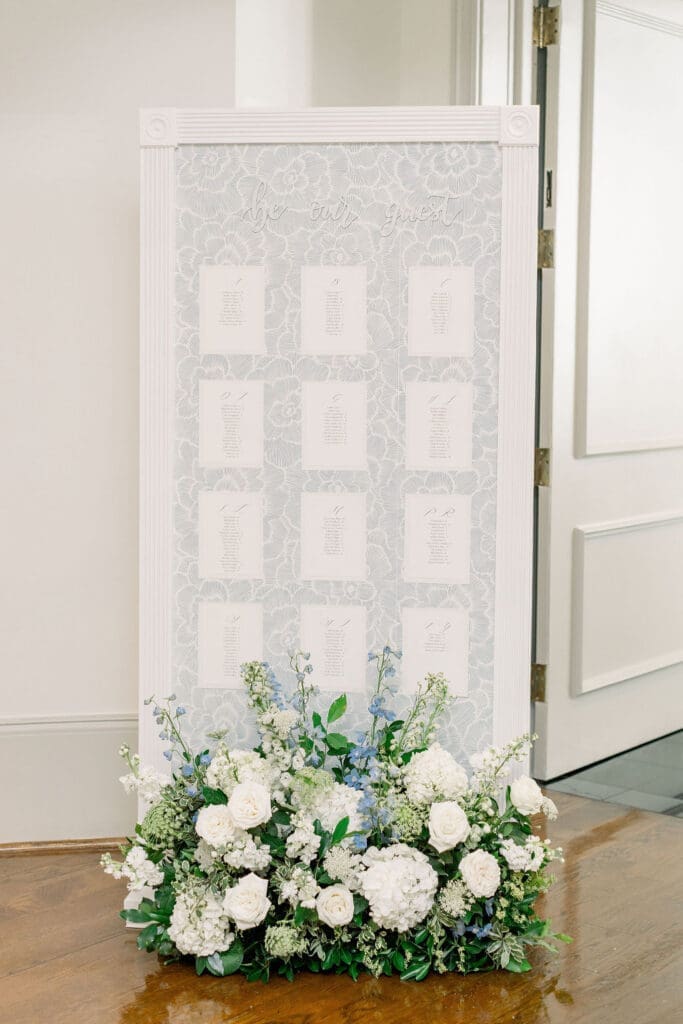 Florals for seating chart at TPC Sugarloaf Wedding