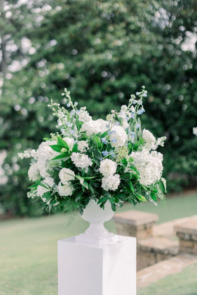 Lush altar arrangement at TPC Sugarloaf Wedding
