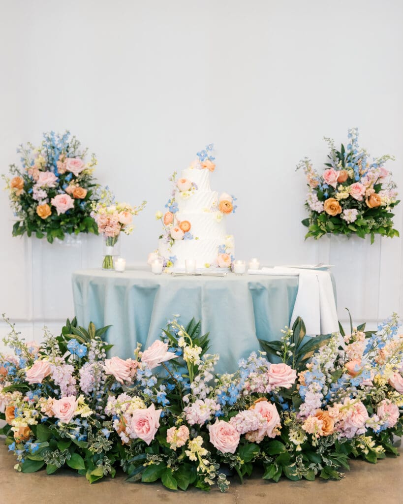 Cake meadow for colorful wedding at The Revere Wedding Venue in North Georgia
